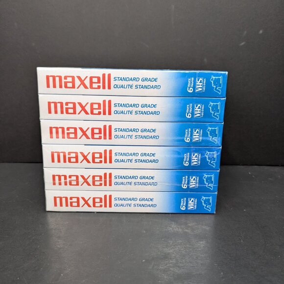 Maxell Videocassette 6 Pack Standard Grade 6 Hour Tapes VHS T 120 246m - Picture 7 of 7